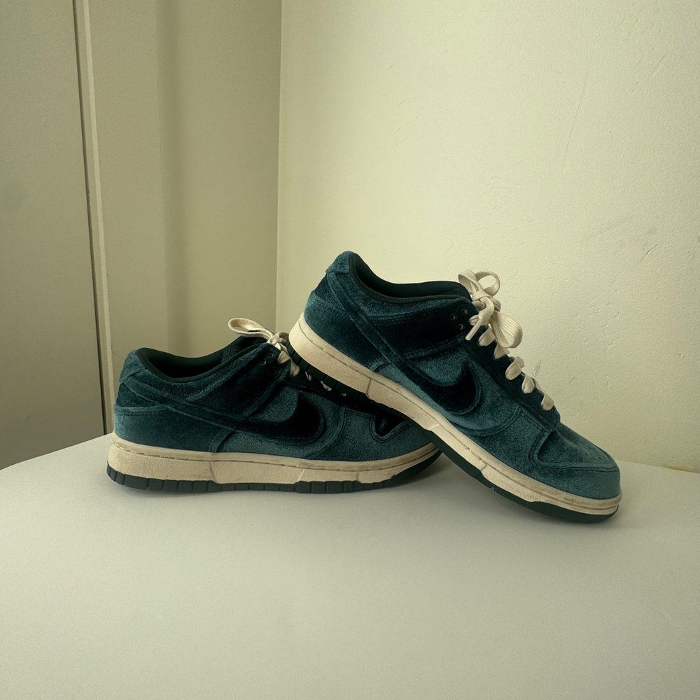 Women’s Nike Dunks Dark Teal velvet sneakers